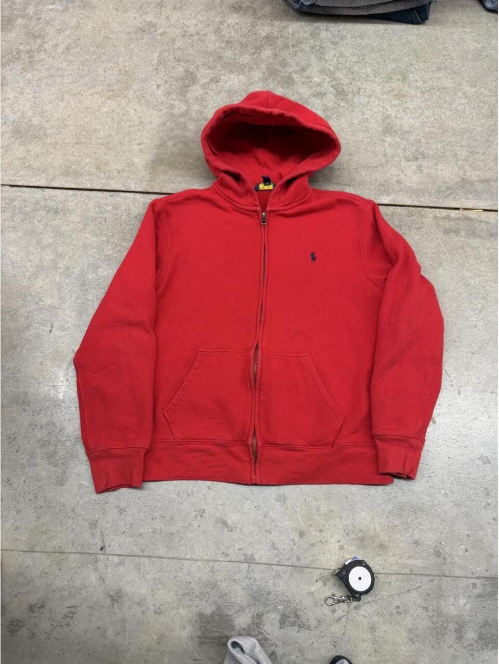 vintage polo ralph lauren red and navy zip up hoodie size large WOMENS